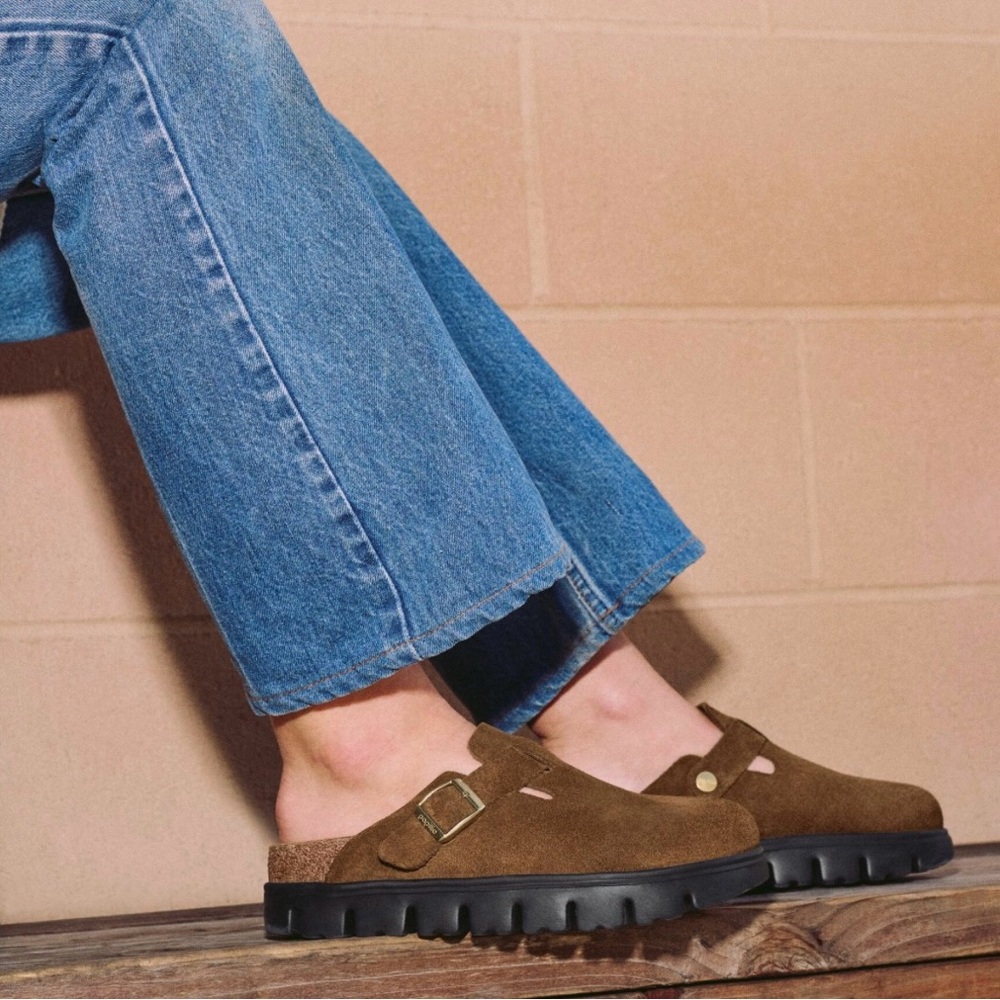 Birkenstock Papillio Boston Chunky Suede Leather in Dark Tea/ Black - Picture 5 of 12